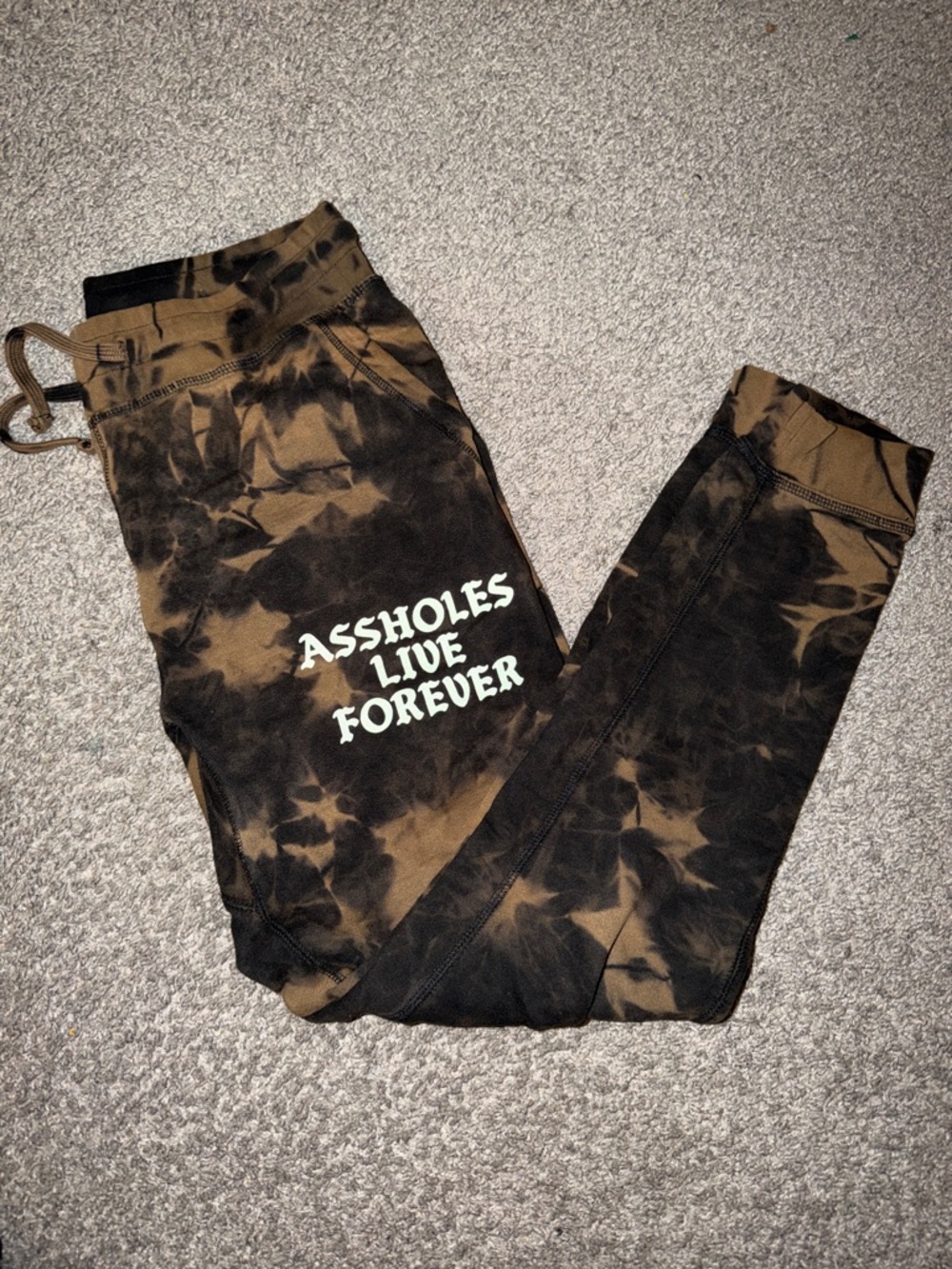 Tie-Dye Joggers with Bold Graphic Text
